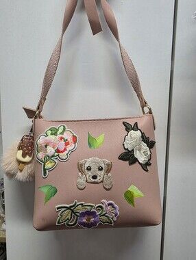 Hand Crafted Applique Fringe Bag